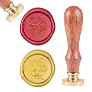 DIY Scrapbook, Brass Wax Seal Stamp, with Natural Rosewood Handle, Heart with Word Handmade with Love Pattern, 25mm(AJEW-CP0002-90A)
