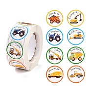 Cartoon Self-Adhesive Stickers, Roll Sticker, Flat Round with Vehicle Pattern, for Children Decorative Award Presents, Colorful, 2.5cm, 500pcs/roll(DIY-P037-D01)