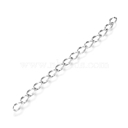 304 Stainless Steel Chain Extender, Dapped Curb Chain, Stainless Steel Color, 45~52mm, Link: 4.5x2.5x0.5mm(STAS-I147-01P)
