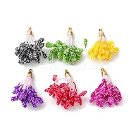Cotton Tassel Pendant Decorations, with Foam and Brass Findings, Mixed Color, 37~42x22~32mm, Hole: 1.5mm(FIND-S302-06)