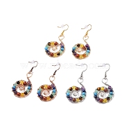 3 Pairs 3 Color Natural & Synthetic Mixed Gemstone Braided Vortex Dangle Earrings, 316 Surgical Stainless Steel Wire Wrap Swirl Spiral Drop Earrings for Women, Mixed Color, 55mm, Pin: 0.7mm, 1 Pair/color(EJEW-JE04906)