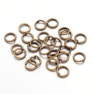 Iron Open Jump Rings, Nickel Free, Antique Bronze Color, 20 Gauge, 5x0.8mm, Inner Diameter: 3.4mm, about 930pcs/50g(X-JRAB5mm-NF)
