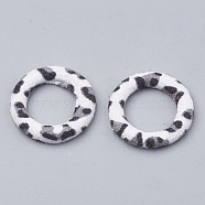 Cloth Fabric Covered Linking Rings, with Aluminum Bottom, Ring, White, 27x4mm(X-WOVE-N009-06E)
