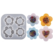 Flower Shaker Mold, DIY Quicksand Jewelry Silicone Molds, Resin Casting Molds, For UV Resin, Epoxy Resin Jewelry Making, White, 95x95x11mm, Inner Diameter: 36~45mm(X-DIY-P074-06A)