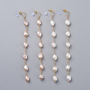 Natural Cultured Freshwater Pearl Dangle Earrings Sets, with Brass Stud Earring Findings, Plastic/Brass Ear Nuts and Cardboard Packing Box, Mixed Color, 140mm, Pin: 0.7mm, 2pairs/set(EJEW-JE03827)