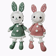 DIY Rabbit Doll Crochet Kit, Including Stick, Plastic Craft Eye & Button & Locking Stitch Makers, Silicone Washer, Fiber Yard, Cotton, Iron & Plastic Crochet Hooks, Colorful, 19.7x4.1x0.2cm(DIY-I053-04)