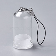 Glass Dome Cloche Cover, Bell Jar Pendant Decoration, with Tampions, Alloy Findings and Nylon Cord, Clear, 117mm(X-HJEW-P005-M)