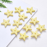 Handmade Porcelain Beads, Frosted, Star, Champagne Yellow, 18x18.5x3mm, Hole: 1.8mm(PORC-S500-006-B04)