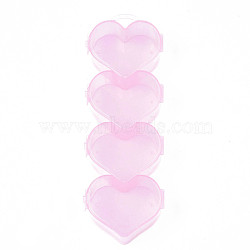 Heart Polypropylene(PP) Bead Storage Container, with Hinged Lid, for Jewelry Small Accessories, Pearl Pink, 190x64x29mm, Hole: 9x15mm(CON-N011-030A)