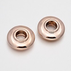 Cadmium Free & Nickel Free & Lead Free Alloy Beads, Long-Lasting Plated, Large Hole Donut Beads, Rose Gold, 14x5mm, Hole: 5mm(MPDL-E027-03RG-NR)