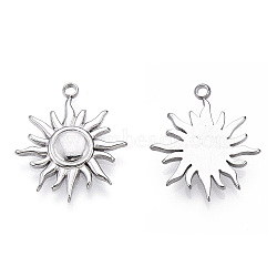 201 Stainless Steel Pendants, Sun, Stainless Steel Color, 18.5x16x2mm, Hole: 1.4mm(STAS-S119-029P)