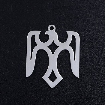 201 Stainless Steel Pendants, Eagle, Stainless Steel Color, 23.5x19x1mm, Hole: 1.5mm