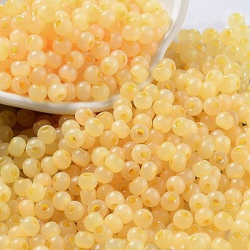 Glass Seed Beads, Imitation Cat Eye, Rondelle, Gold, 4x3.3mm, Hole: 1.4mm