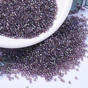MIYUKI Delica Beads, Cylinder, Japanese Seed Beads, 11/0, (DB1244) Transparent Mauve AB, 1.3x1.6mm, Hole: 0.8mm, about 2000pcs/10g