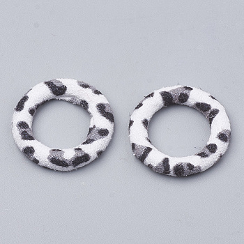 Cloth Fabric Covered Linking Rings, with Aluminum Bottom, Ring, White, 27x4mm