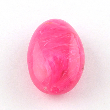 Oval Imitation Gemstone Acrylic Beads, Deep Pink, 41x26x15mm, Hole: 3mm, about 46pcs/500g