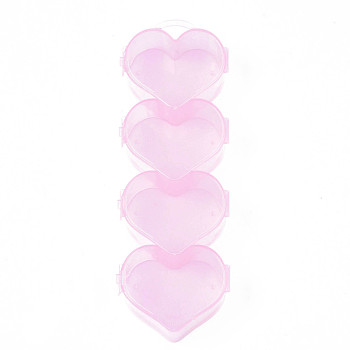 Heart Polypropylene(PP) Bead Storage Container, with Hinged Lid, for Jewelry Small Accessories, Pearl Pink, 190x64x29mm, Hole: 9x15mm