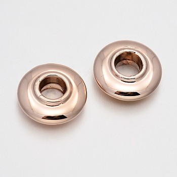 Cadmium Free & Nickel Free & Lead Free Alloy Beads, Long-Lasting Plated, Large Hole Donut Beads, Rose Gold, 14x5mm, Hole: 5mm