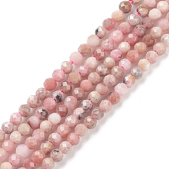 Natural Rhodonite Bead Strands, Faceted Round, 2mm, Hole: 0.8mm, about 190pcs/strand, 16 inch