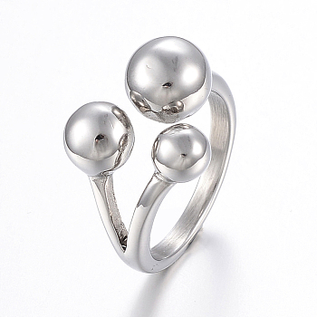 304 Stainless Steel Finger Rings, Round, Stainless Steel Color, Size 6, 16mm