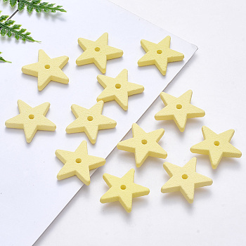 Handmade Porcelain Beads, Frosted, Star, Champagne Yellow, 18x18.5x3mm, Hole: 1.8mm