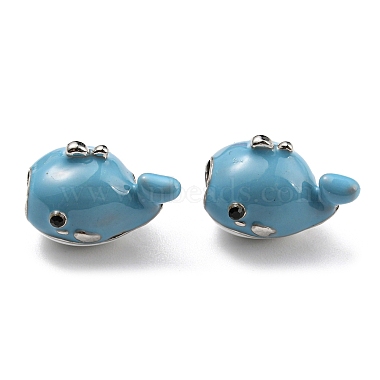 Sky Blue Whale Brass+Enamel European Beads