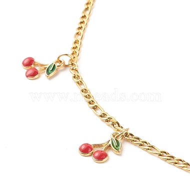 Dainty Cherry Alloy Enamel Pendant Necklace for Teen Girl Women(NJEW-JN03757-01)-5