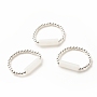 Natural White Jade Column Beaded Finger Ring with Synthetic Hematite, Gemstone Jewelry for Women, Platinum, Inner Diameter: 16~19mm