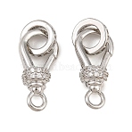 Brass Micro Pave Clear Cubic Zirconia Spring Ring Rings, with Jump Ring, Real Platinum Plated, 24mm(CU-CBA8264-05P)
