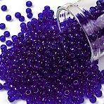 TOHO 8/0 Round Beads, Japanese Seed Beads, (8) Transparent Cobalt, 8/0, 3mm, Hole: 1mm, about 222pcs/10g(X-SEED-TR08-0008)