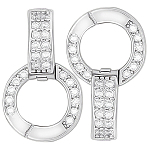 2Pcs Rack Plating 925 Sterling Silver Micro Pave Clear Cubic Zirconia Enhancer Shortener Bails, Hinged Pendant Bails, with S925 Stamp, with 1 Sheet  Polishing Cloth, Real Platinum Plated, 13.5x8mm, Hole: 5.5mm(STER-BBC0009-35)