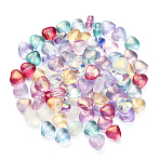 100Pcs 10 Colors Transparent Glass Beads, Heart, Mixed Color, 8x8x4.5~5mm, Hole: 1mm, 10pcs/color(GLAA-CJ0001-56)