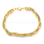 Ion Plating(IP) 304 Stainless Steel Rope Chain Bracelets, with Lobster Claw Clasps, Golden, 8-3/8 inch(21.1cm), 6mm(BJEW-P235-18G)