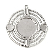 304 Stainless Steel Pendant Cabochon Settings, Flat Round, Stainless Steel Color, Tray: 3.5mm & 11.9mm, 28x26x1.5mm, Hole: 1.4mm(STAS-K263-44P)