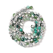 Electroplate Glass Beads Strands, Faceted(32 Facets), Half Silver Plated, Round, Dark Sea Green, 6x5mm, Hole: 1.4mm, about 100pcs/strand, 20.87''(53cm)(EGLA-YW0002-B01)