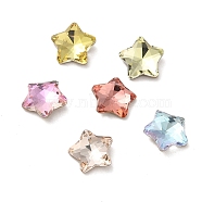 Glass Rhinestone Cabochons, Point Back & Back Plated, Faceted, Star, Mixed Color, 7x7x3mm(RGLA-P037-02B-D)