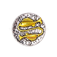 Constellation Alloy Pins, Round Brooch, Zodiac Sign Badge for Clothes Backpack, Pisces, 18mm(PW-WG22693-12)