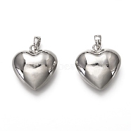 Brass Bell Pendants, Pregnancy Bola, Heart, Stainless Steel Color, 26.5x25.5x11.5mm, Hole: 4.5x6.5mm(KK-I682-02P)
