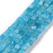 Natural Quartz Beads Strands, Dyed & Heated, Cube, Deep Sky Blue, 5~7x5~7x5~7mm, Hole: 0.8mm, about 66~71pcs/strand, 14.80~ 15.08 inchi(37.6~38.3cm)(G-C023-09B)