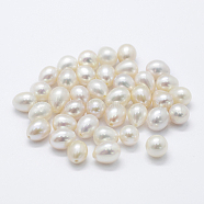 Natural Cultured Freshwater Pearl Beads, teardrop, Half Drilled, Floral White, 5~7x8~10mm, Hole: 0.8mm(PEAR-P056-029)