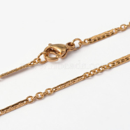 304 Stainless Steel Bar Link Chains, with Lobster Claw Clasps, Golden, 18 inch(45.8cm)(NJEW-I194-23B)