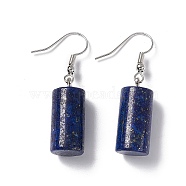 Natural Sodalite Cylindrical Dangle Earrings, Platinum Brass Jewelry for Women, 42mm, Pin: 0.7mm(EJEW-D188-01P-06)