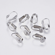 304 Stainless Steel Clip-on Earring Findings, Stainless Steel Color, 16x10x7mm(STAS-F139-055P)