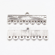 Antique Silver Rectangle Tibetan Style Chandelier Components Links, Lead Free and Cadmium Free, 11mm long, 28mm wide, 1mm thick, hole: 1mm(X-LF1008Y)