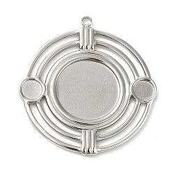304 Stainless Steel Pendant Cabochon Settings, Flat Round, Stainless Steel Color, Tray: 3.5mm & 11.9mm, 28x26x1.5mm, Hole: 1.4mm(STAS-K263-44P)