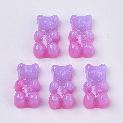 Opaque Resin Cabochons, with Glitter Powder, Two Tone, Bear, Lilac, 18x11x8mm(CRES-S303-53-B03)