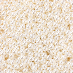 Imitation Pearl Acrylic Beads, Dyed, Round, Creamy White, 4x3.5mm, Hole: 1mm, 3000pcs(PEAR-LT0001-02F)