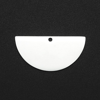 201 Stainless Steel Pendants, Laser Cut, Half Round, Stainless Steel Color, 15x30x1mm, Hole: 1.6mm
