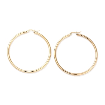 Ring 304 Stainless Steel Hoop Earrings for Women Men, Golden, 9 Gauge, 55.5x3mm, Pin: 0.6mm
