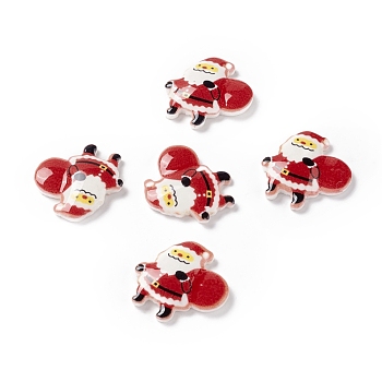 Christmas Themed Opaque Resin Cabochons, Christmas Santas, FireBrick, 21.5x22x4.5mm